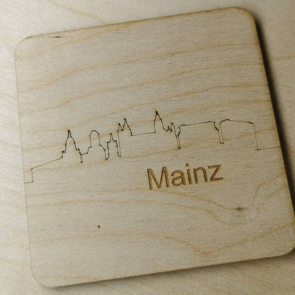 4er Set Holz Untersetzer "Meine Stadt"